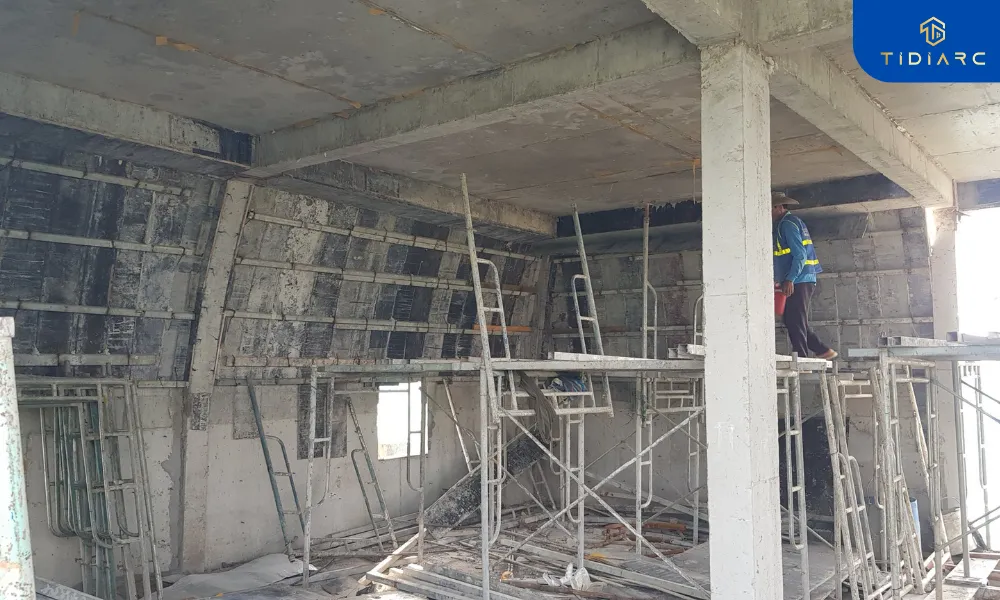 Công tác đổ bê tông biệt thự tân cổ điển đồng tháp