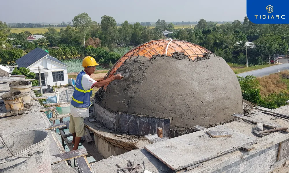 Công tác đổ bê tông biệt thự tân cổ điển đồng tháp