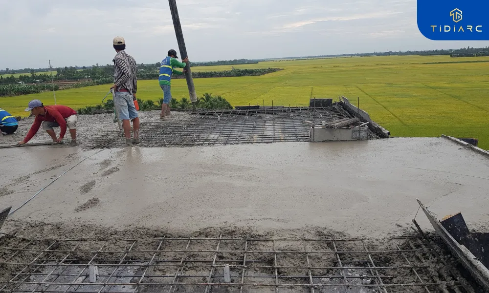 Công tác đổ bê tông biệt thự tân cổ điển đồng tháp