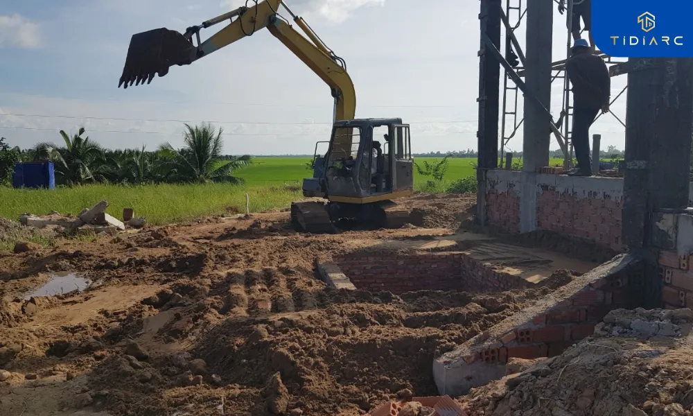Đổ bê tông cột biệt thự tân cổ điển đồng tháp