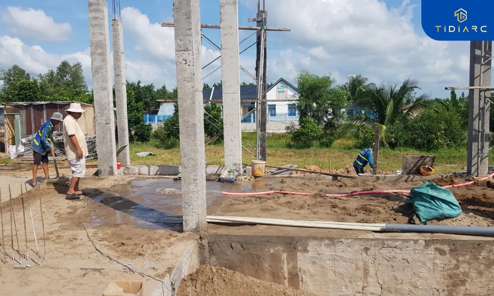 Đổ bê tông cột biệt thự tân cổ điển đồng tháp