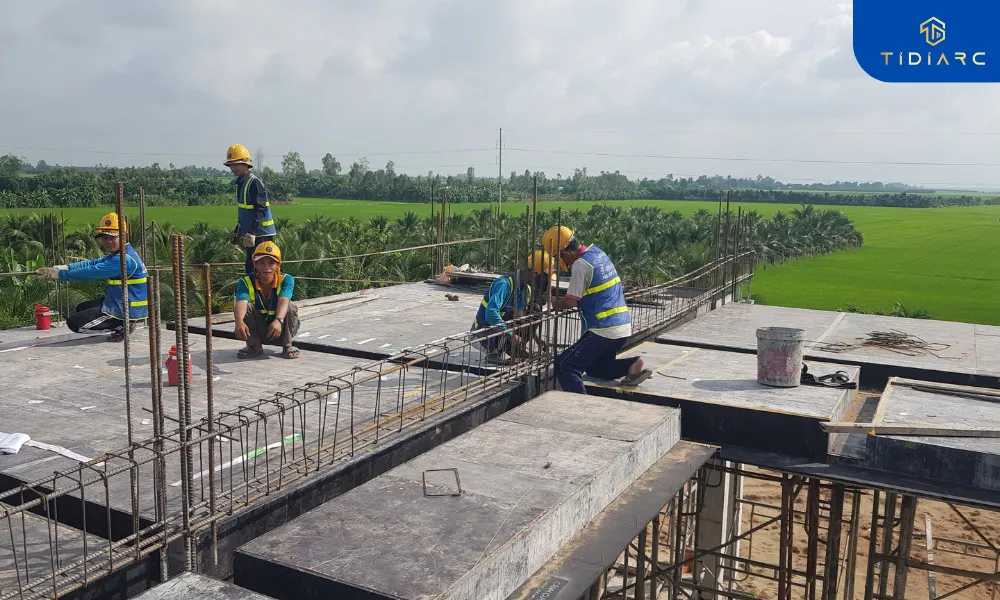 Gia công copha cốt thép dầm sàn biệt thự tân cổ điển đồng tháp