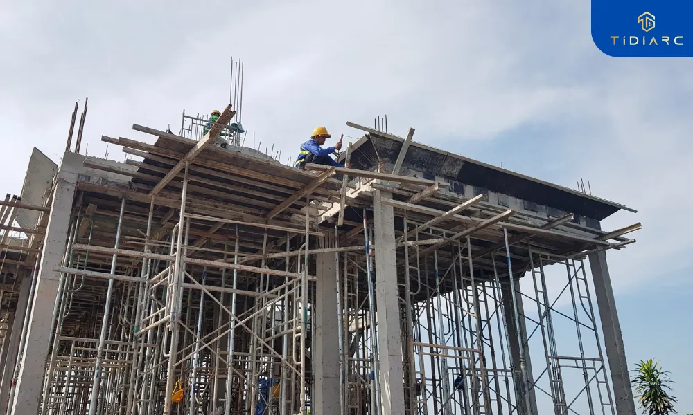 Gia công copha cốt thép dầm sàn biệt thự tân cổ điển đồng tháp
