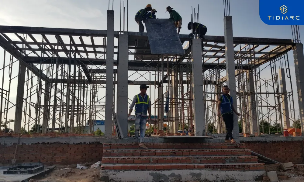 Gia công copha cốt thép dầm sàn biệt thự tân cổ điển đồng tháp