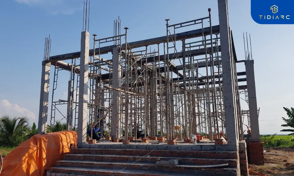 Gia công copha cốt thép dầm sàn biệt thự tân cổ điển đồng tháp