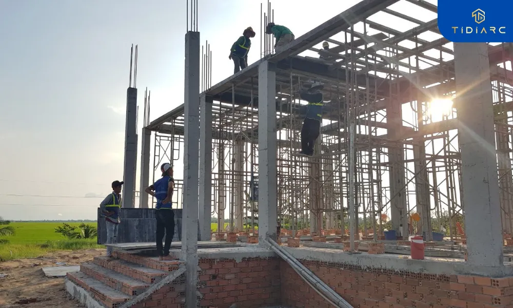 Gia công copha cốt thép dầm sàn biệt thự tân cổ điển đồng tháp