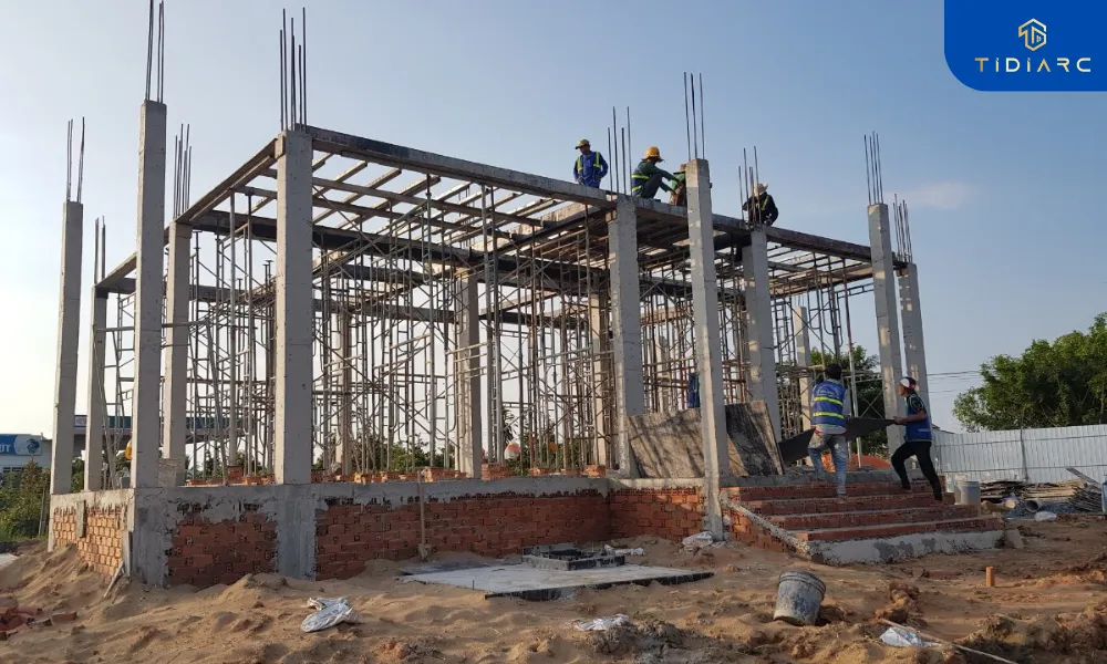 Gia công copha cốt thép dầm sàn biệt thự tân cổ điển đồng tháp