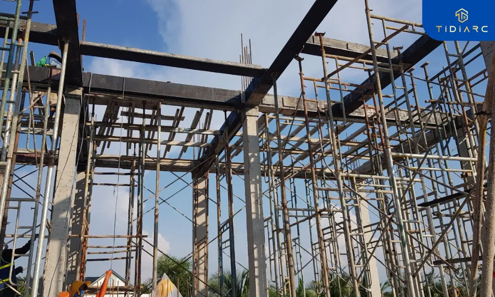 Gia công copha cốt thép dầm sàn biệt thự tân cổ điển đồng tháp