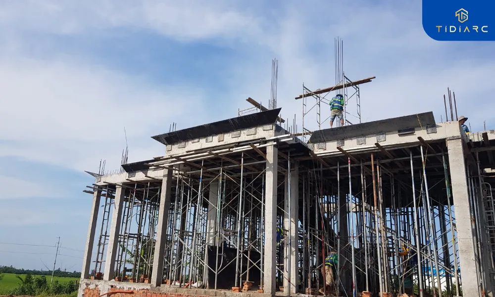 Gia công copha cốt thép dầm sàn biệt thự tân cổ điển đồng tháp