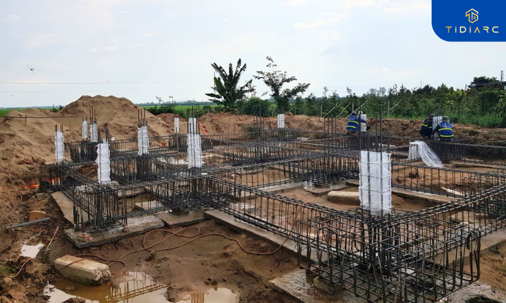 Gia công cốt thép đài dầm móng, cổ cột