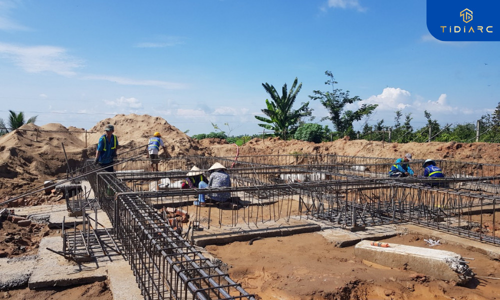 Gia công cốt thép đài dầm móng, cổ cột