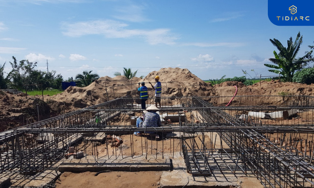 Gia công cốt thép đài dầm móng, cổ cột