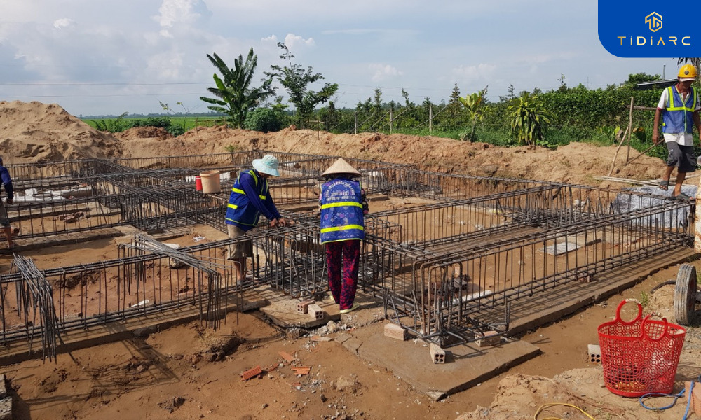 Gia công cốt thép đài dầm móng, cổ cột