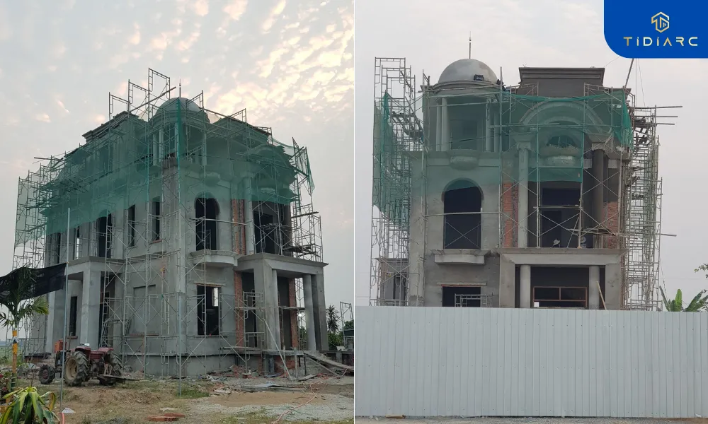 Thi công phần thô biệt thự tân cổ điển đồng tháp