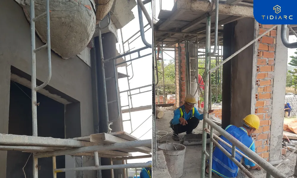 Thi công phần thô biệt thự tân cổ điển đồng tháp
