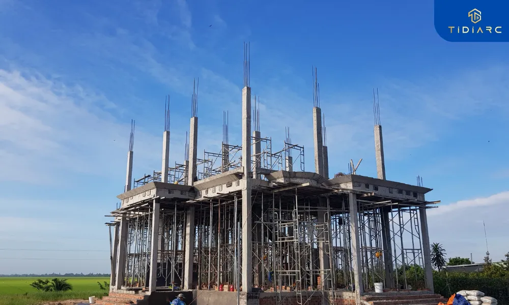 Trát tường cổ móng biệt thự tân cổ điển đồng tháp