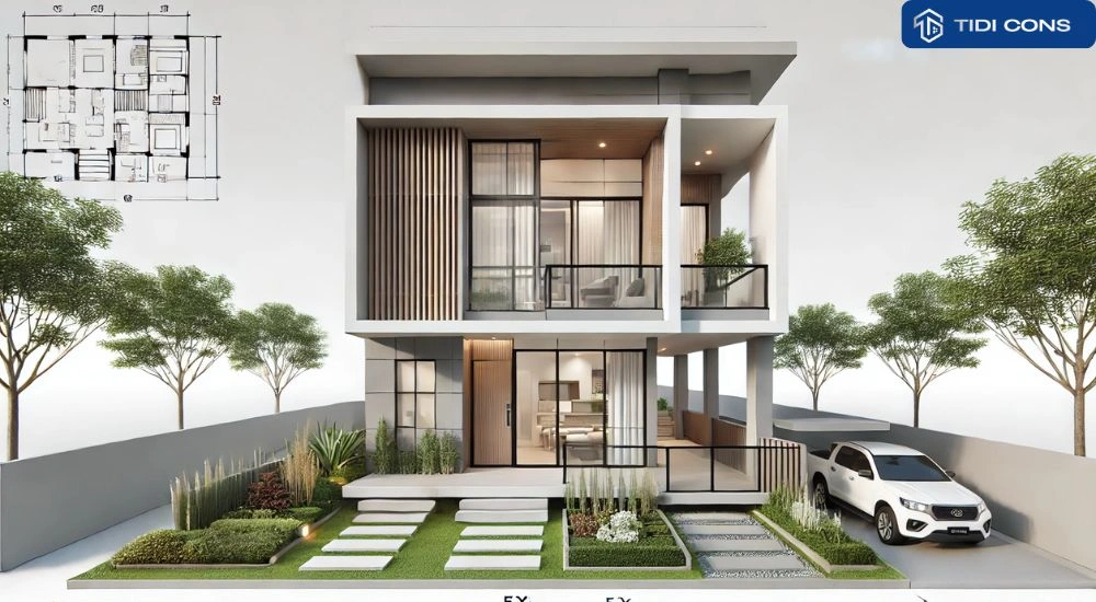 thiết kế nhà 5x11m 2 tầng