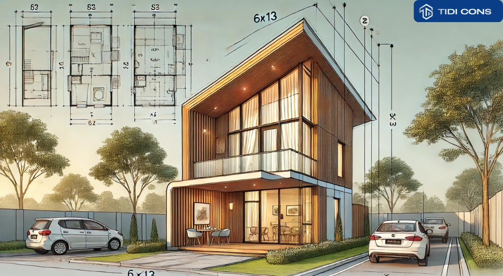 mẫu nhà 2 tầng 6x13m