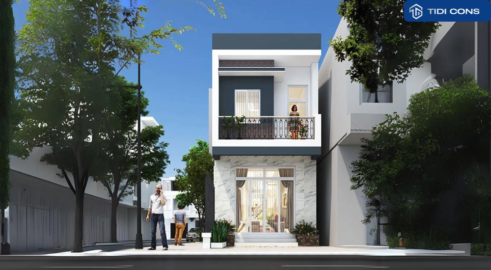 mẫu nhà 2 tầng mặt tiền 4m hiện đại