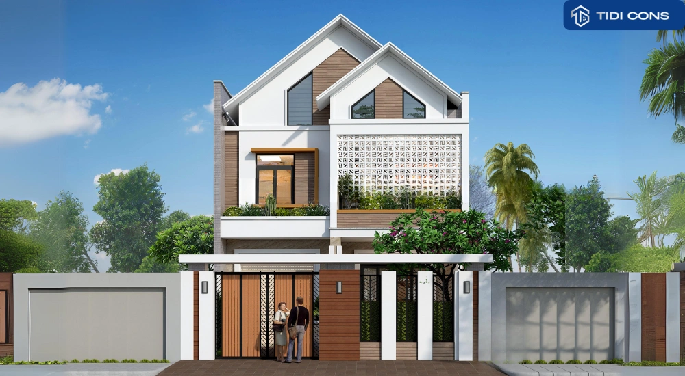 mẫu nhà 2 tầng mặt tiền 4m hiện đại