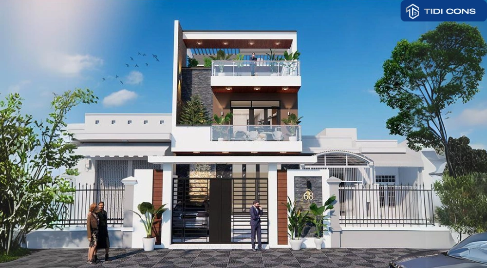 mẫu nhà 2 tầng mặt tiền 4m hiện đại