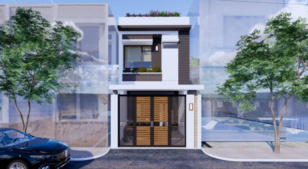 mẫu nhà 2 tầng mặt tiền 4m hiện đại