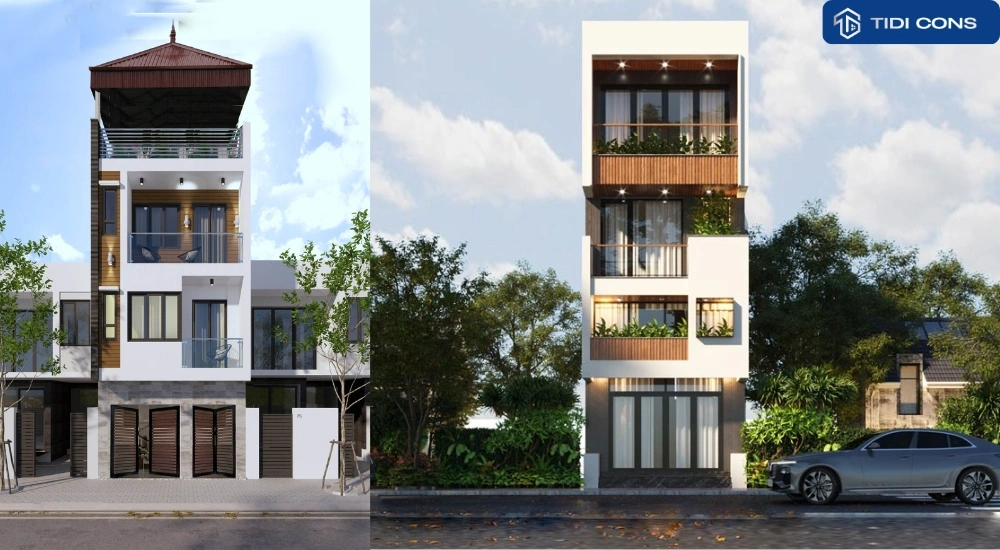 mẫu nhà 3 tầng 1 tum hiện đại