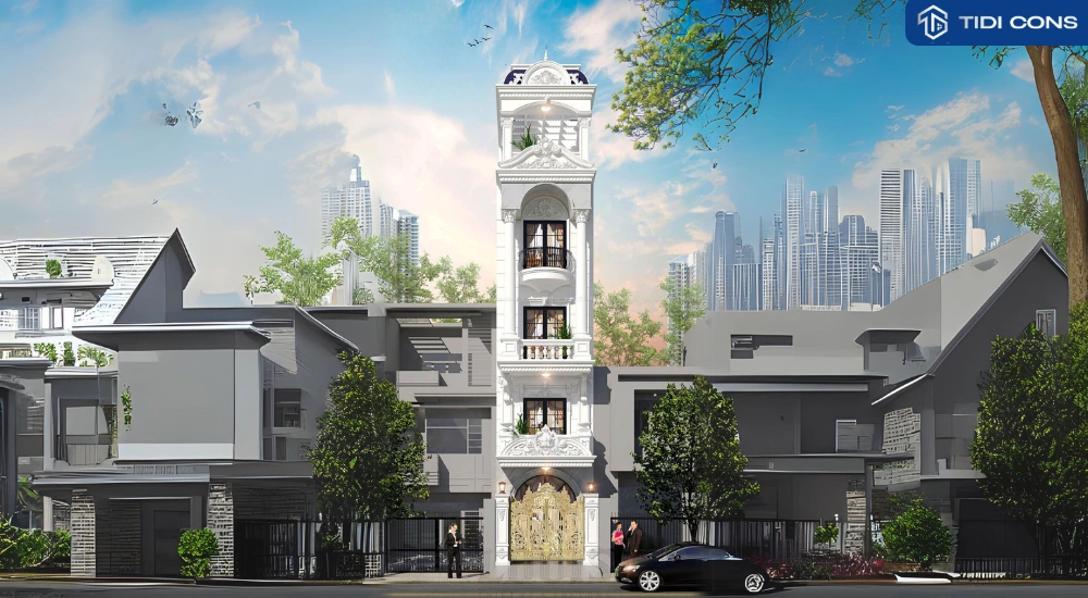 mẫu nhà ống 5 tầng tân cổ điển