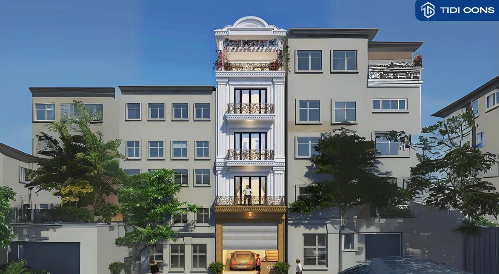 mẫu nhà ống 5 tầng tân cổ điển