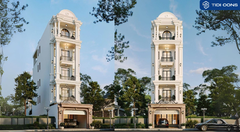 mẫu nhà ống 5 tầng tân cổ điển