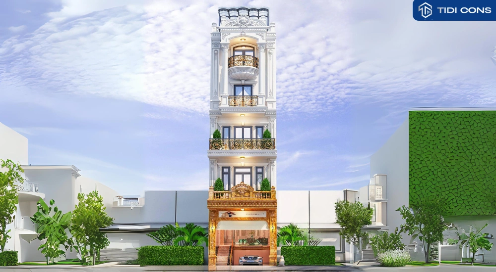 mẫu nhà ống 5 tầng tân cổ điển