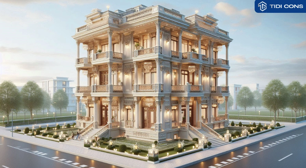 mẫu nhà tân cổ điển 4 tầng