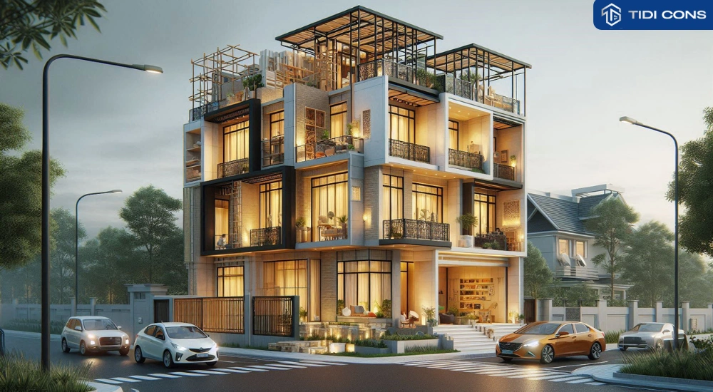 mẫu nhà tân cổ điển 4 tầng