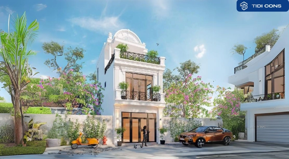 nhà mặt tiền 5m 2 tầng