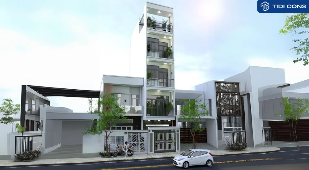 nhà phố 5 tầng hiện đại