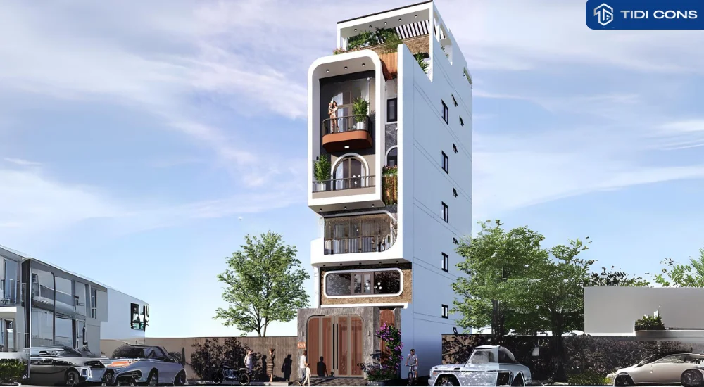 nhà phố 5 tầng hiện đại