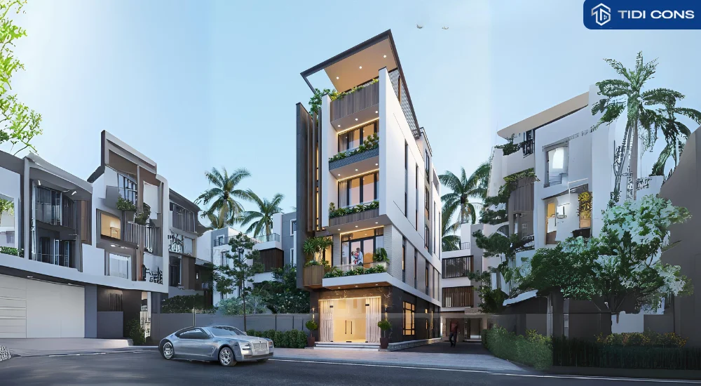 nhà phố 5 tầng hiện đại