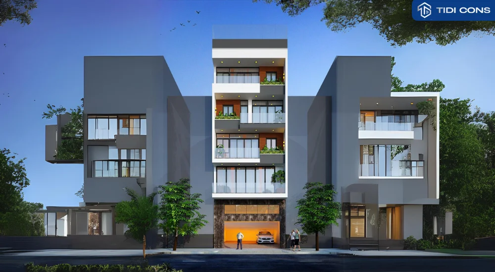 nhà phố 5 tầng hiện đại