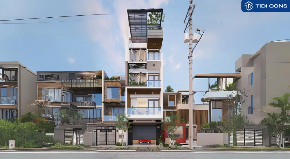 nhà phố 5 tầng hiện đại