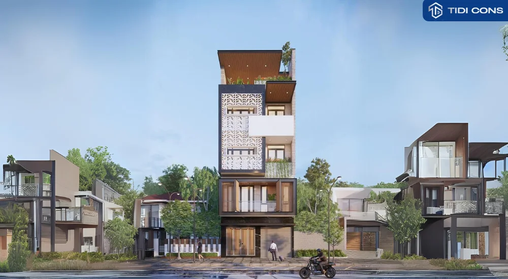 nhà phố 5 tầng hiện đại