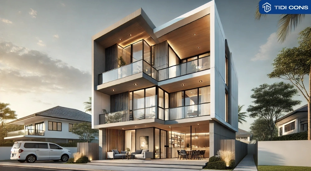 thiết kế nhà 2 tầng 5x17m