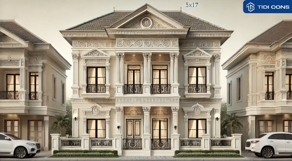 thiết kế nhà 2 tầng 5x17m