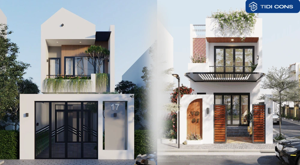 mẫu nhà phố mặt tiền 8m 2 tầng