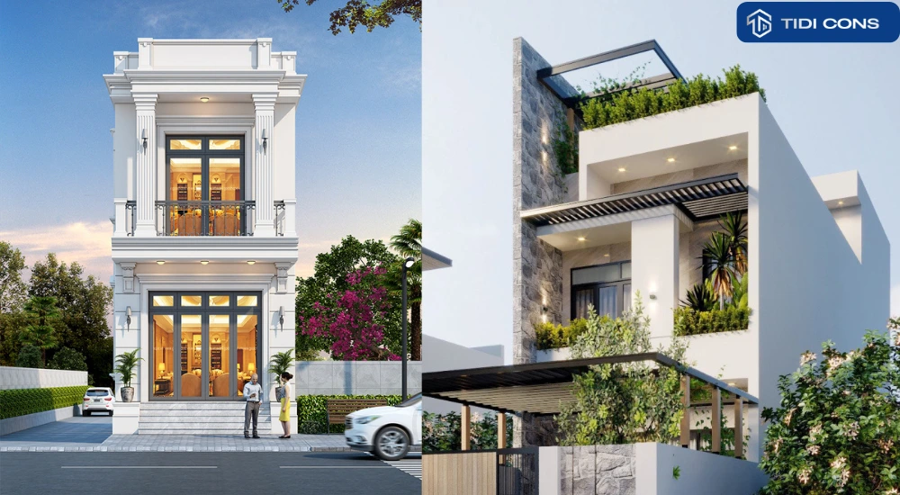 mẫu nhà phố mặt tiền 5m 2 tầng