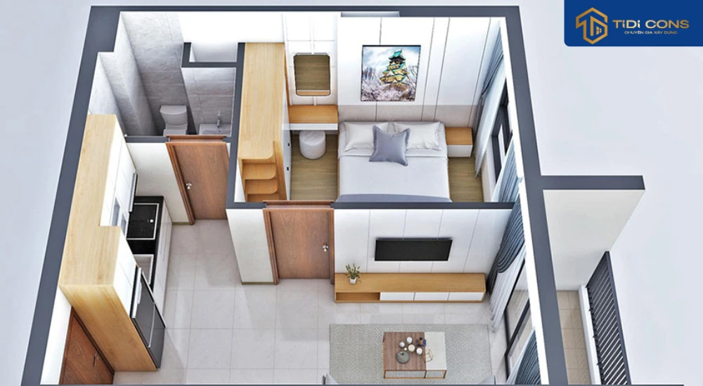 mẫu căn hộ mini 50m2