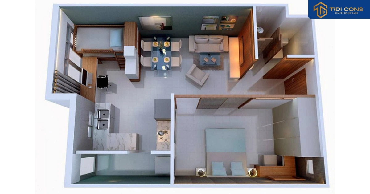thiết kế chung cư mini 50m2